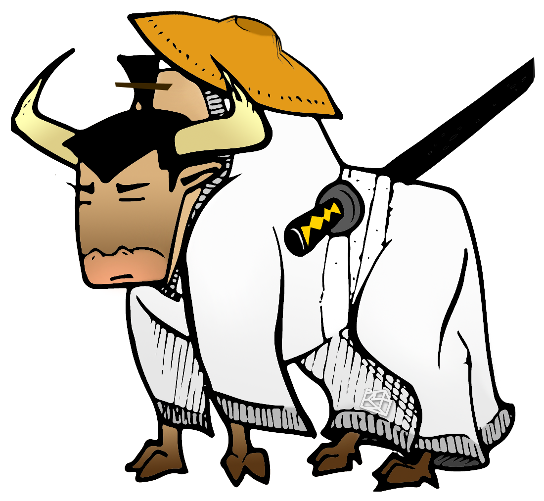 A Cartoon Of A Bull With A Sword