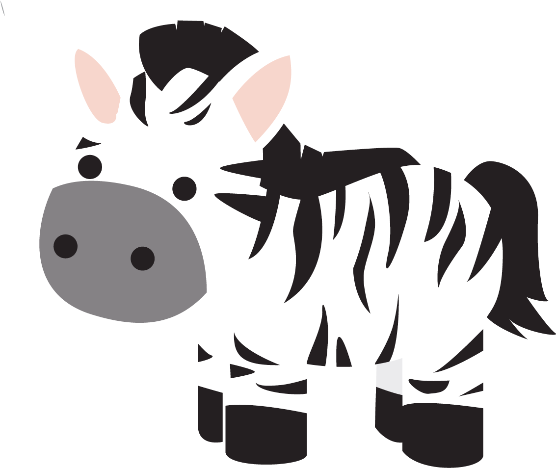 A Cartoon Zebra With Black Background
