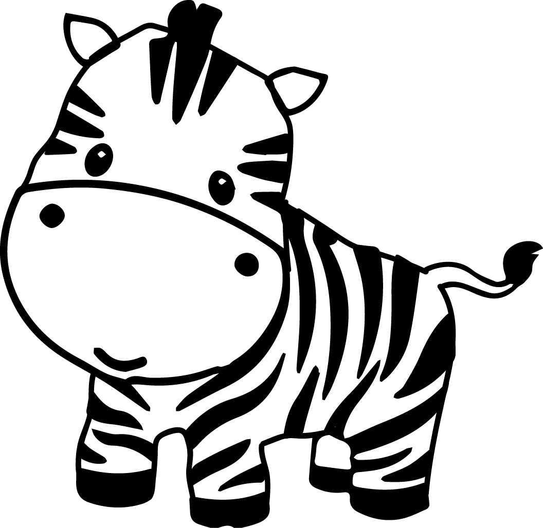 A Black And White Cartoon Of A Zebra
