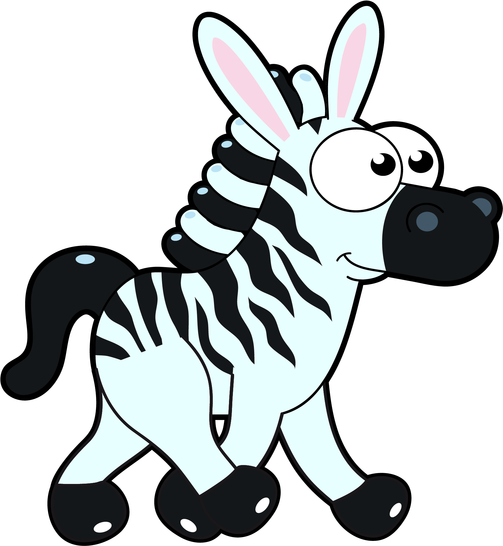 Cartoon Zebra With Black And White Stripes