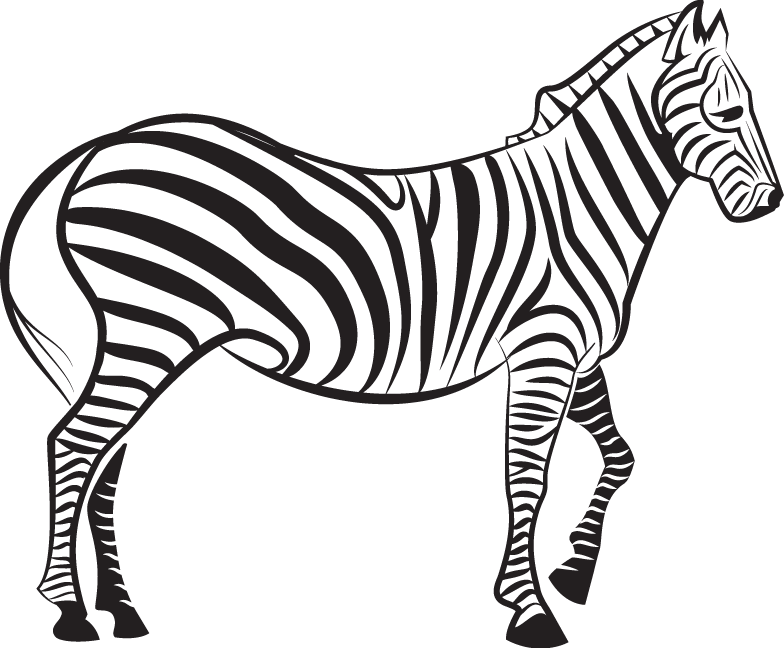 A Black And White Drawing Of A Zebra