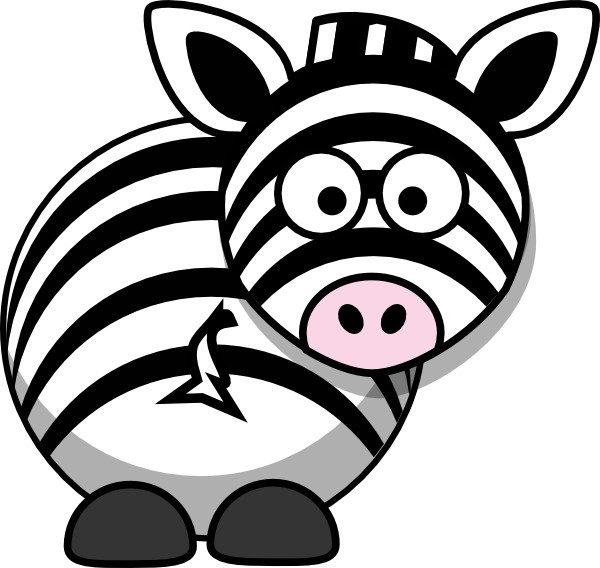 A Cartoon Zebra With Black And White Stripes