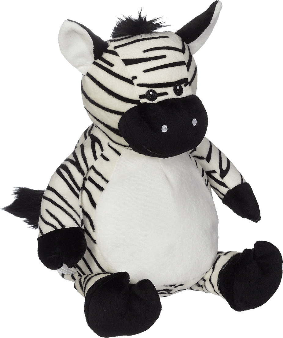 A Stuffed Zebra Toy On A Black Background