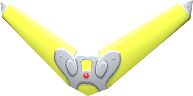 A Yellow And Silver Object With A Red Dot