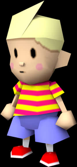 A Cartoon Character With A Striped Shirt And Blue Pants