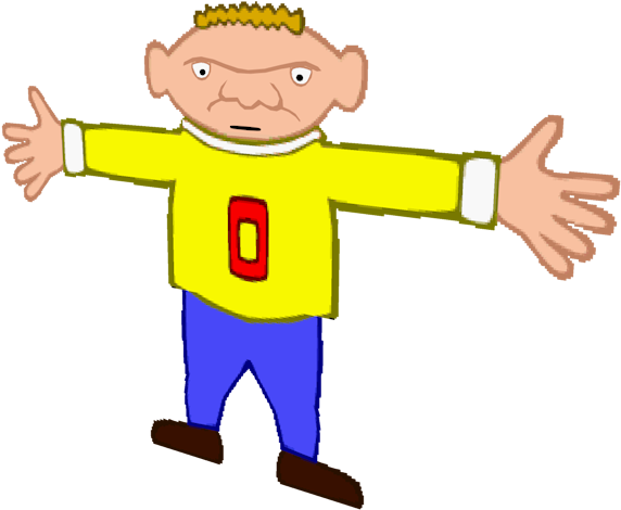 A Cartoon Of A Man With Arms Out