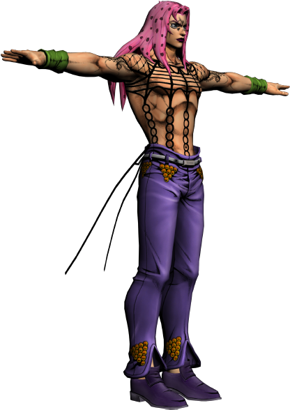 A Cartoon Of A Man With Purple Pants And Tattoos