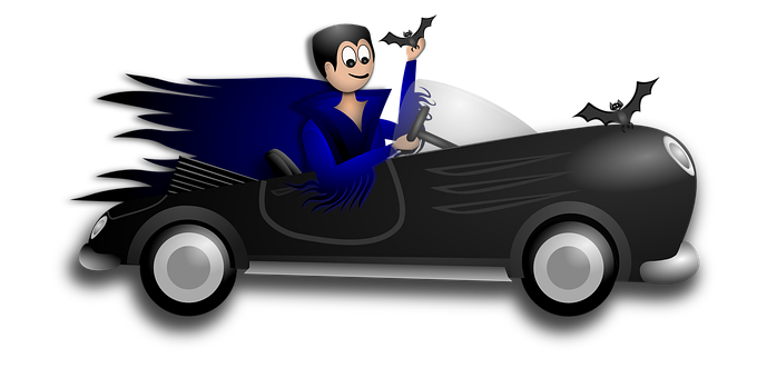 A Cartoon Character In A Car