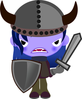 A Cartoon Of A Child With A Helmet And Sword