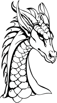 A White Dragon Head With A Black Background