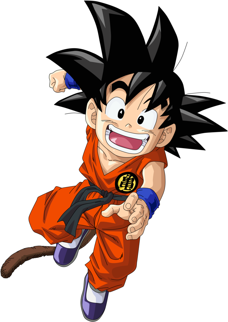Cartoon Character In Orange Outfit With Black Hair And Black Belt