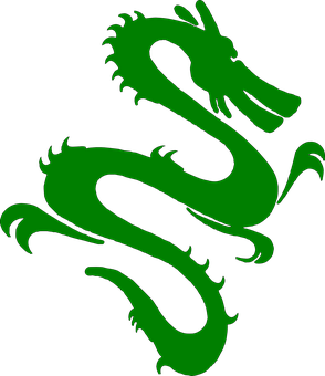 A Green Dragon On A Black Background