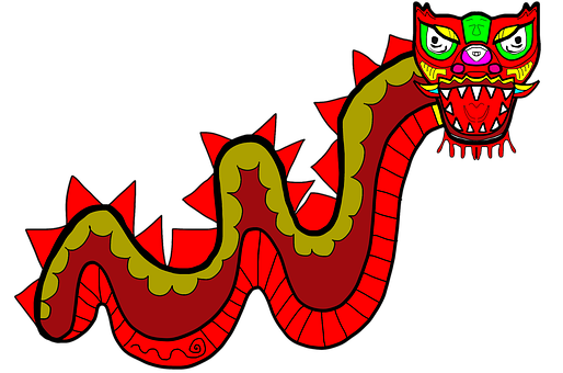 A Red And Yellow Dragon With A Black Background