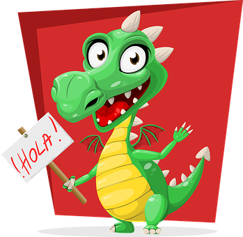 Cartoon Of A Dragon Holding A Sign
