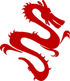 A Red Dragon On A Black Background