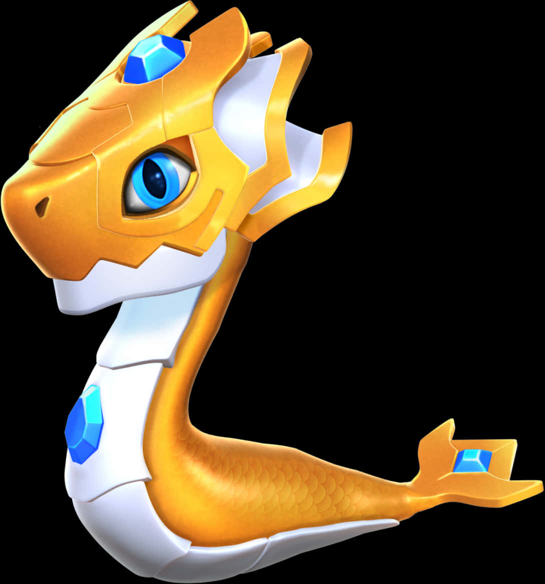 A Cartoon Of A Gold And White Dragon