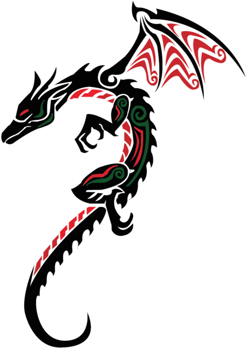 A Red And Green Design On A Black Background