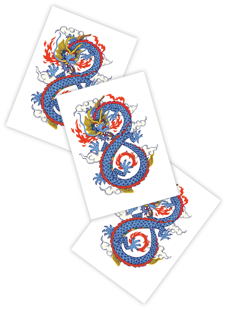 A Group Of Cards With A Dragon On It