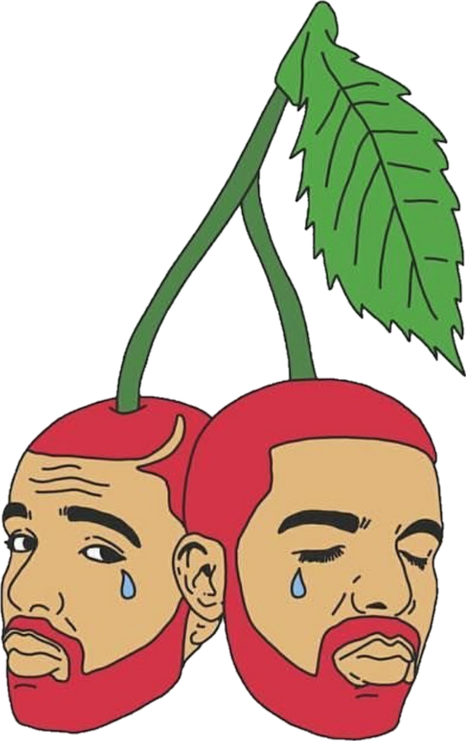 A Couple Of Cherries With Faces And A Leaf