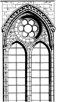 A Black And White Drawing Of A Window