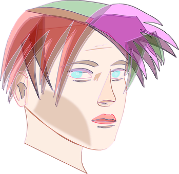 A Drawing Of A Man With Colorful Hair