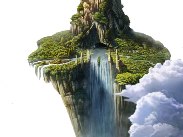 Drawn Waterfall Island - Floating Island Png, Transparent Png