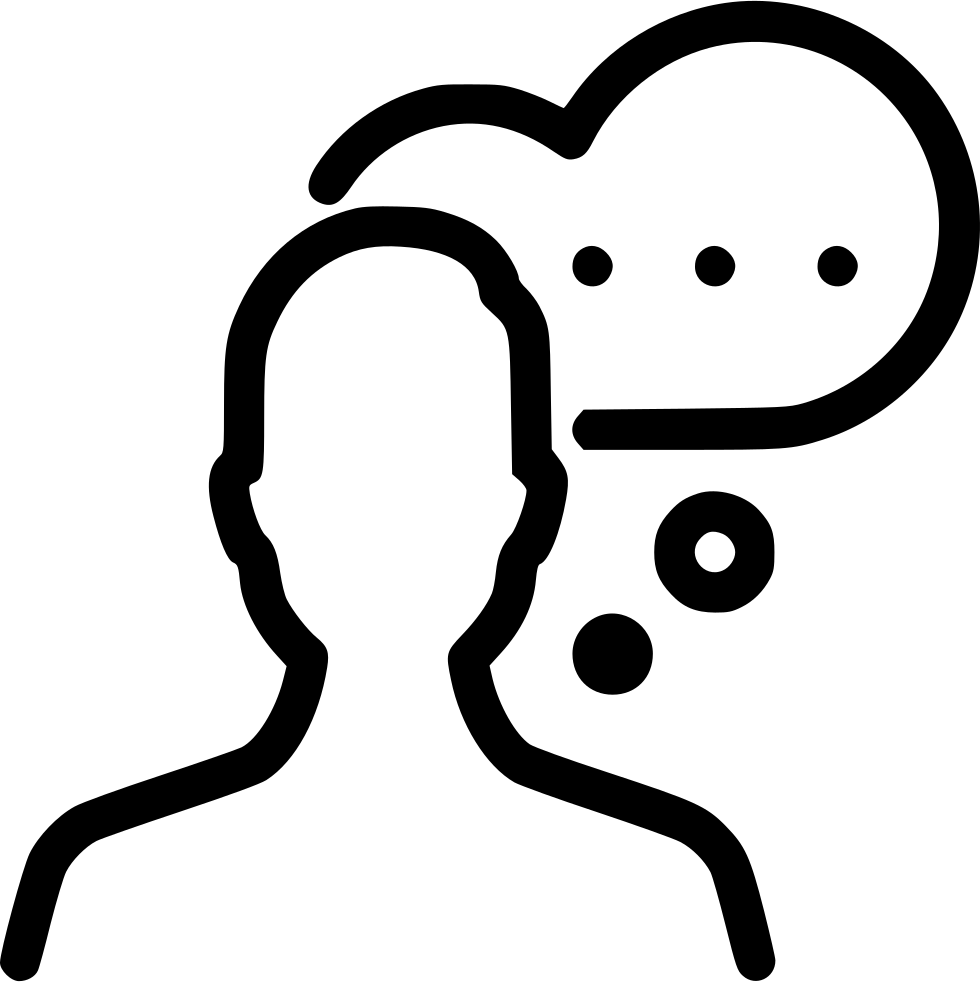 A Black Outline Of A Person's Head With A Thought Bubble