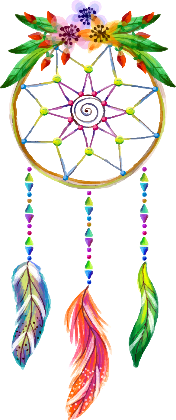 A Colorful Dream Catcher With Feathers