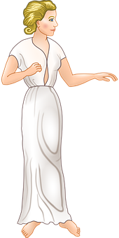 A Cartoon Of A Woman In A White Dress
