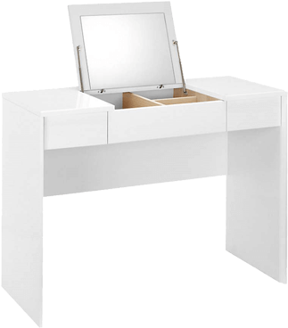 A White Desk With A Mirror