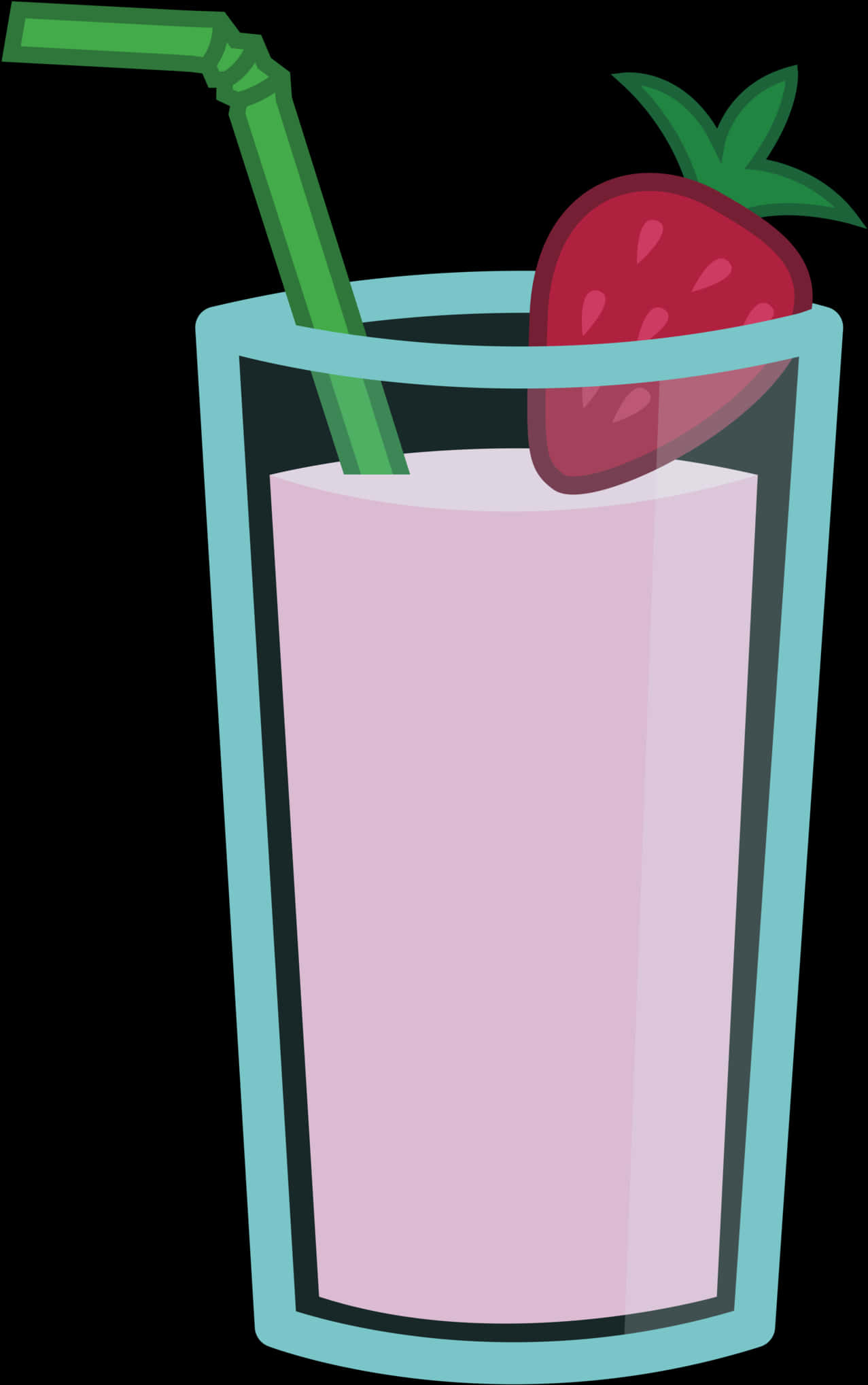 A Glass Of Milk With A Strawberry And A Straw