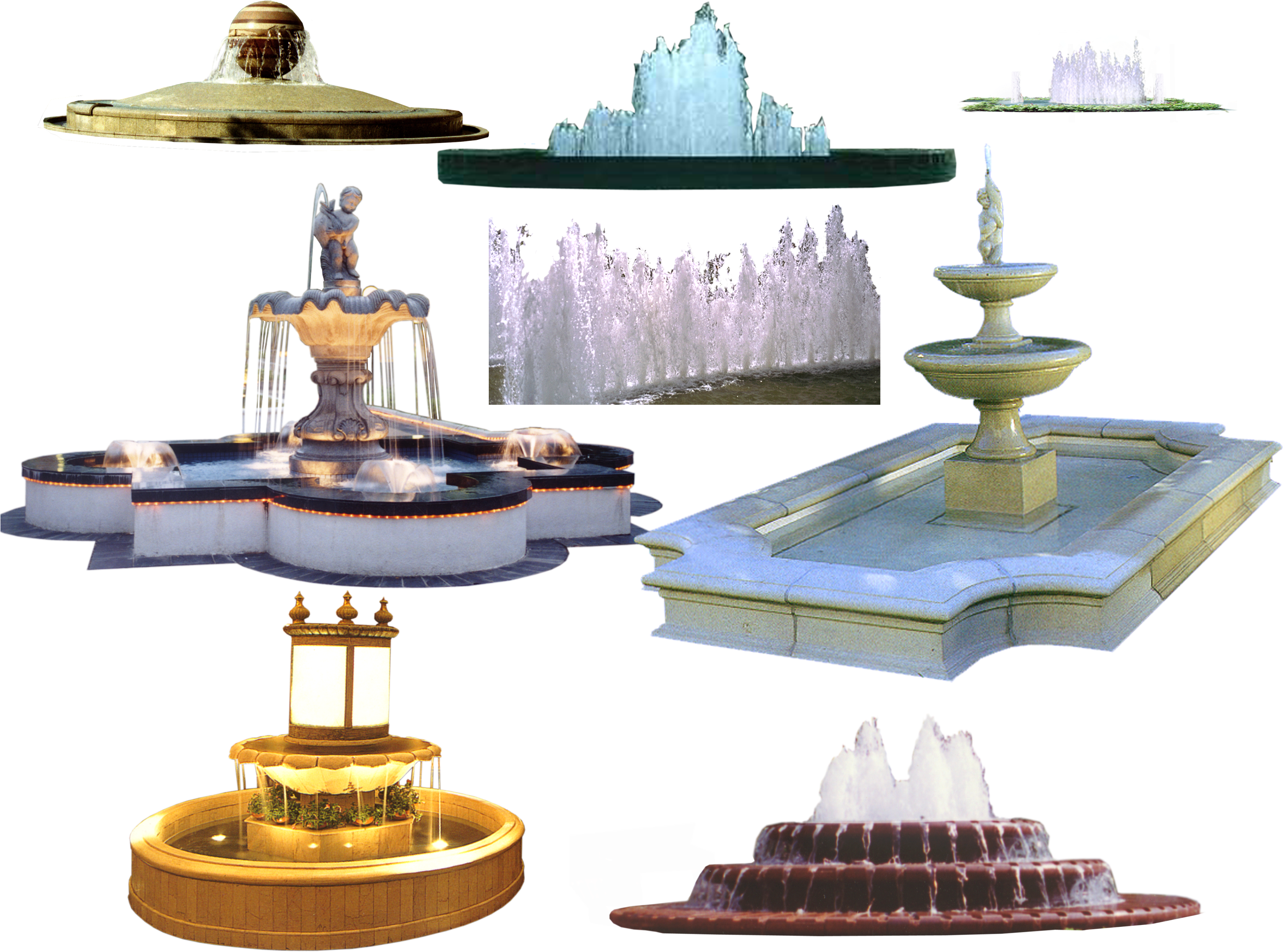A Group Of Water Fountains