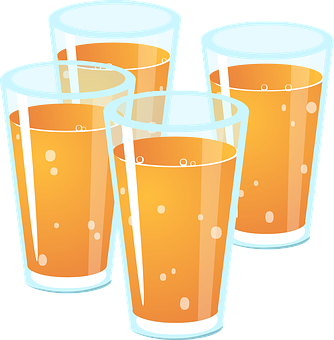 A Group Of Glasses Of Orange Liquid
