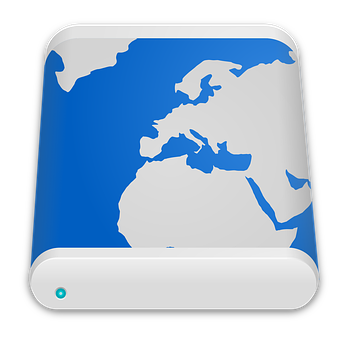 A Blue And White Rectangular Object With A World Map On It