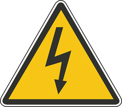 A Yellow Triangle Sign With A Black Lightning Bolt