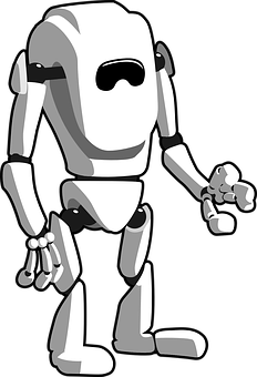 A White Robot With A Black Background