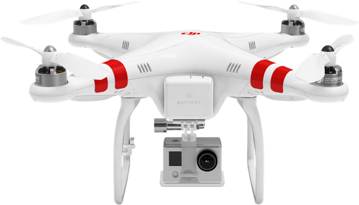 A White Drone With Red Stripes