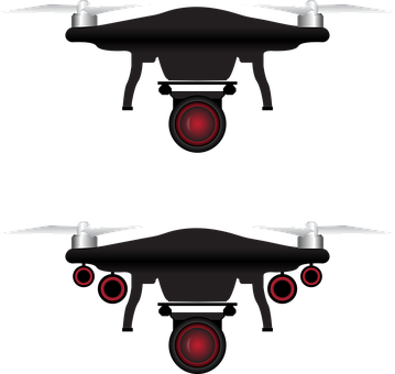 A Black Drone With Red Lights