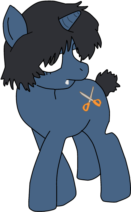 Cartoon Of A Pony With Scissors On It