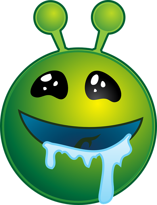 Drooling, Alien, Green, Smiley, Face, Drool, Emoticon - Alien Smiley, Hd Png Download