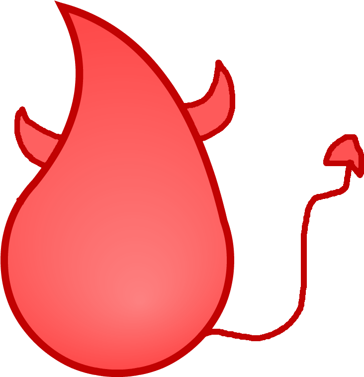 A Red Devil Shaped Object With Tail And Tail