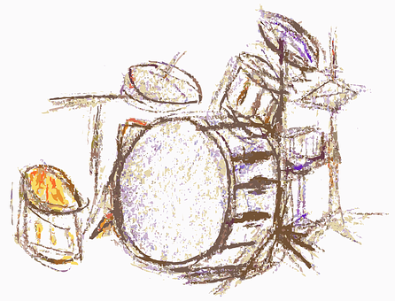 A Drawing Of A Drum Set