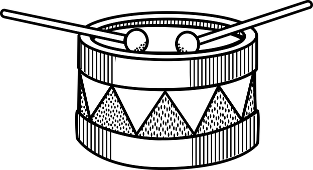 A Black And White Illustration Of A Drum