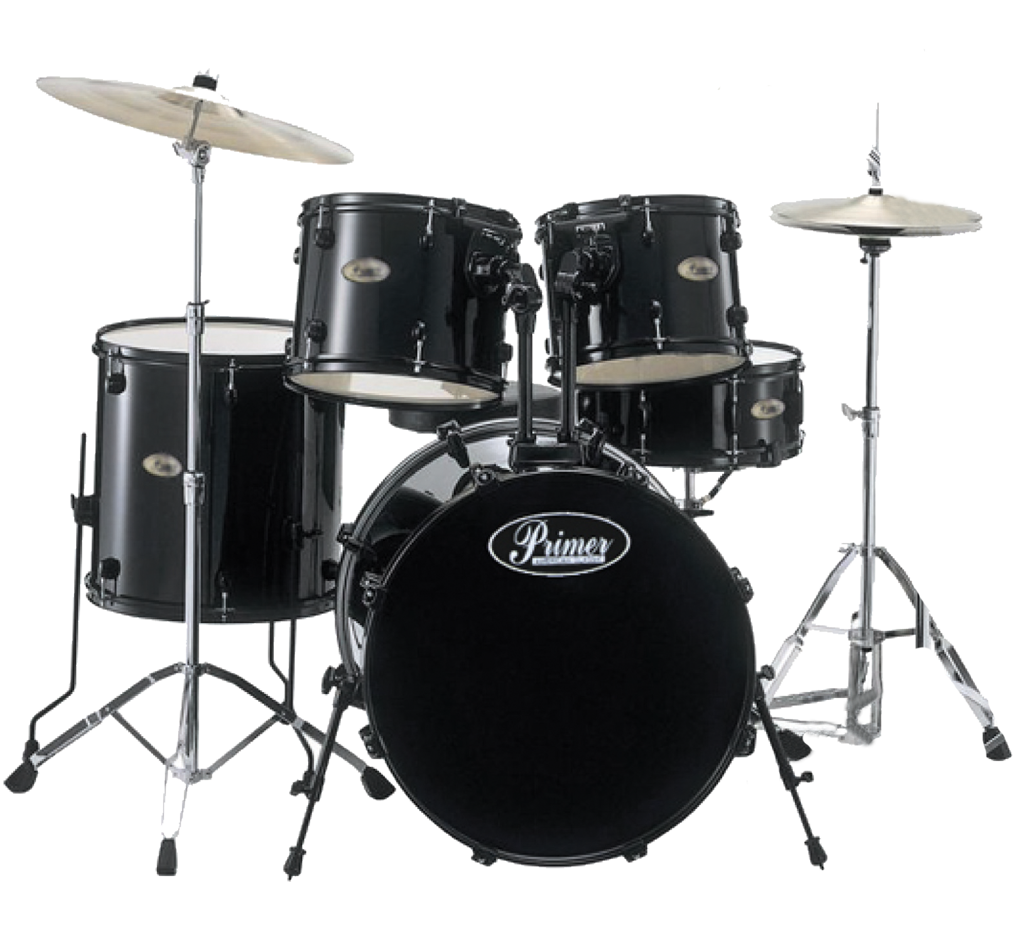 A Drum Set With A Black Background