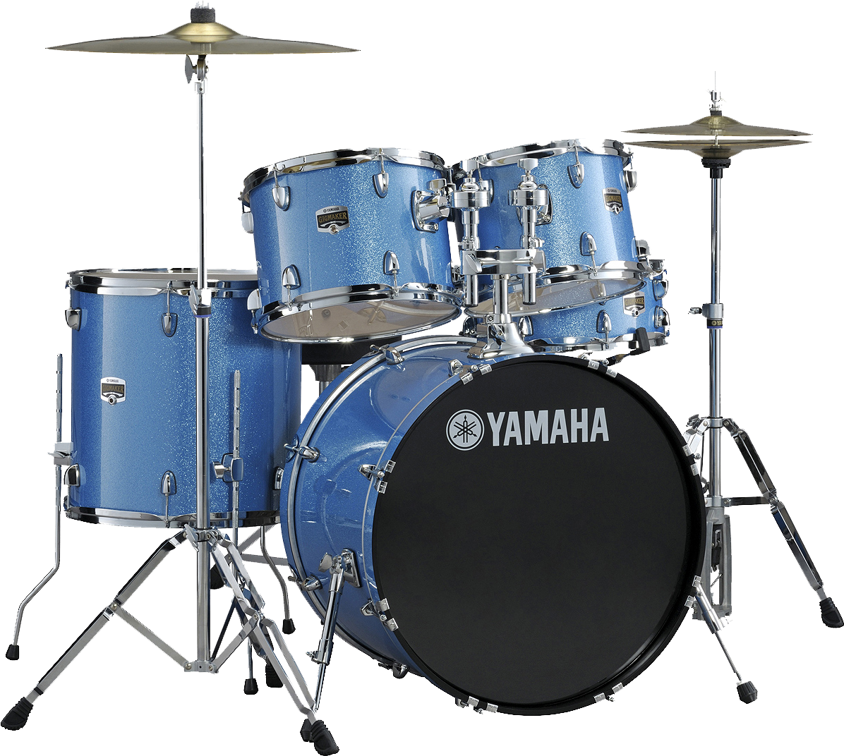 A Blue Drum Set With Black Background