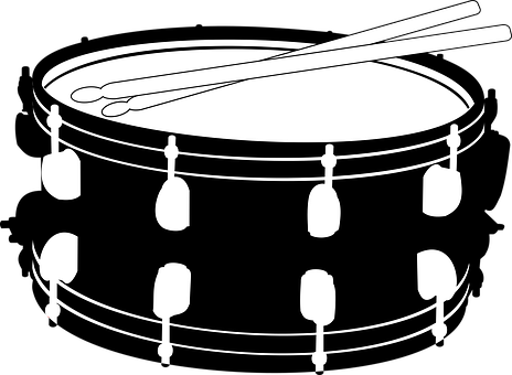 A Black And White Image Of A Drum