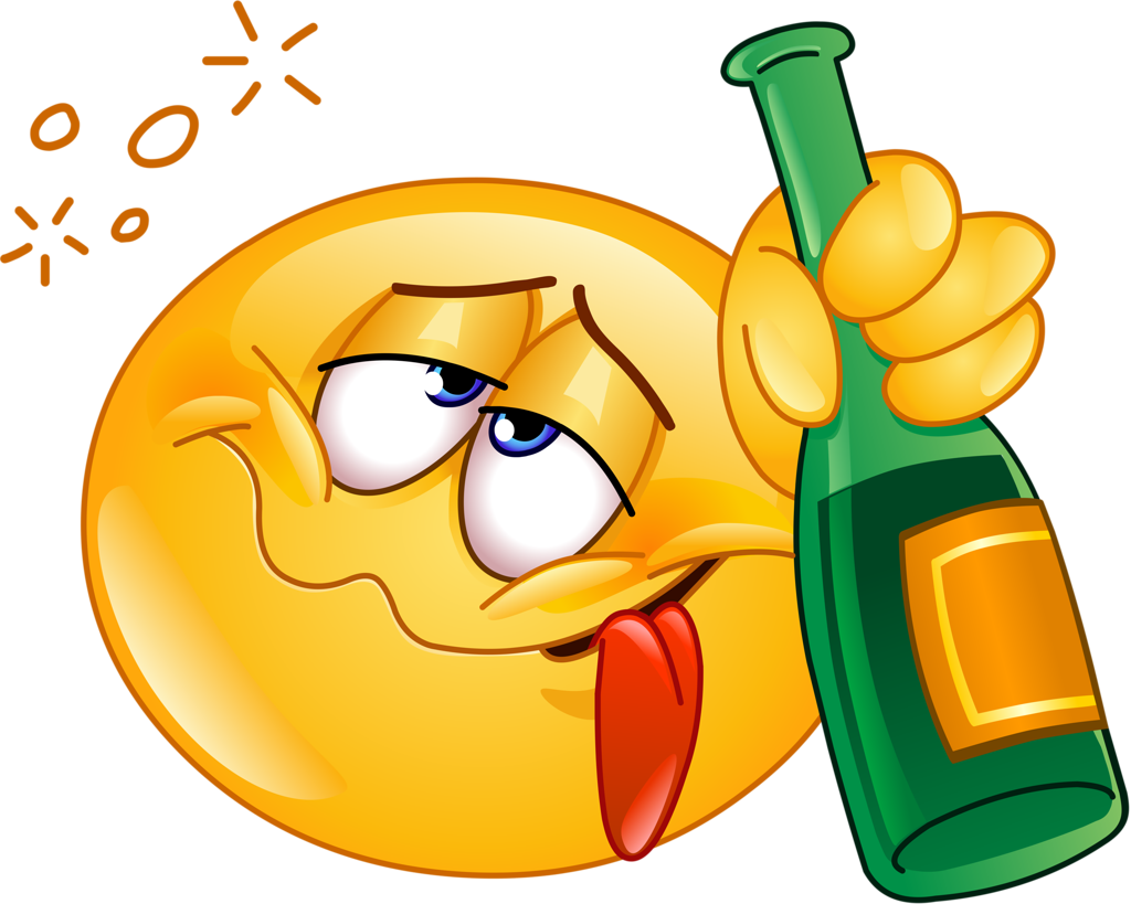 A Yellow Emoticon Holding A Green Bottle