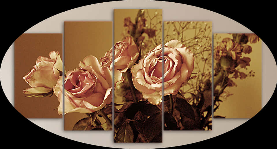 'dry Bronze Roses' - Tranh Treo Phong Khách Sang Đẹp, Hd Png Download