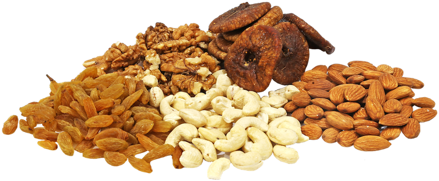 Dry Fruits With Piles Of Nuts
