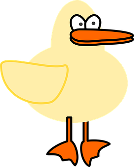 A Cartoon Duck With Orange Beak